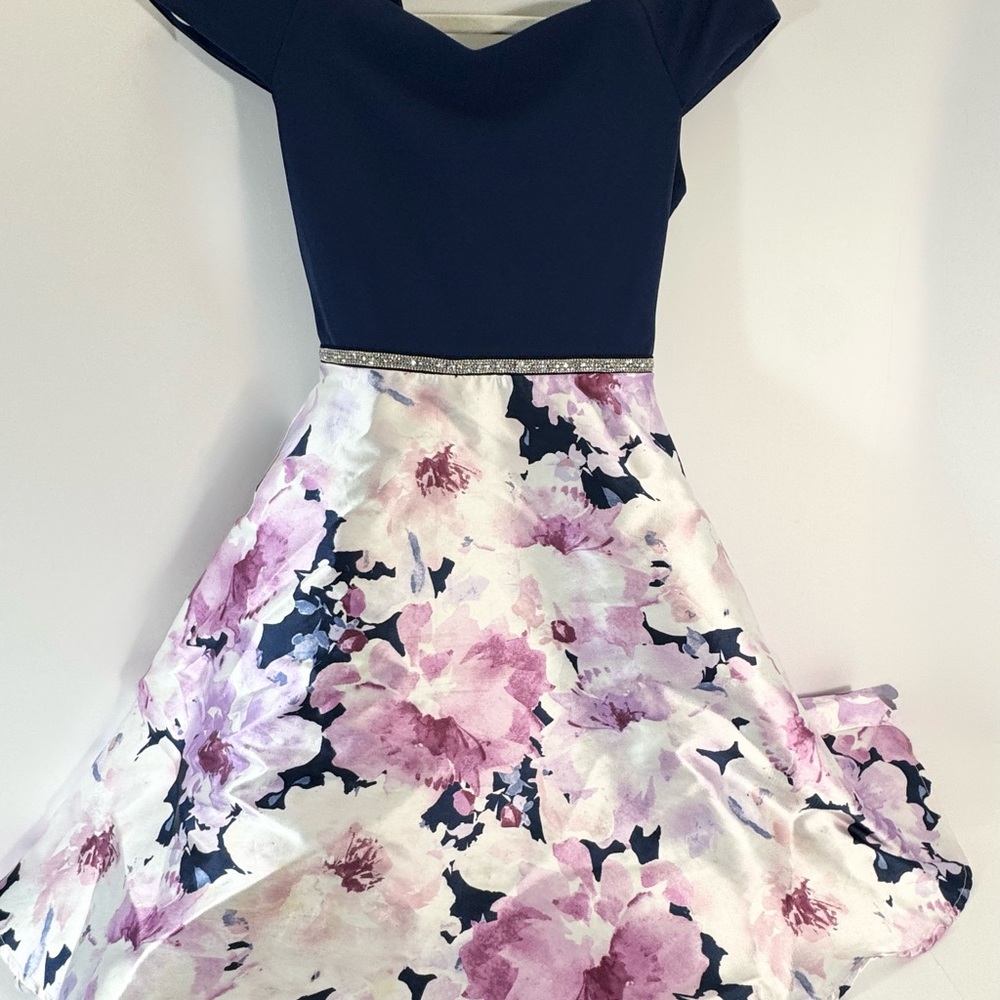 Floral Navy and Pink Kids Dress